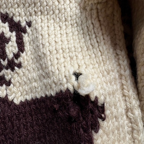 Vintage 70s Deer Zip-up Wool Cowichan Sweater Medium - Picture 8 of 8